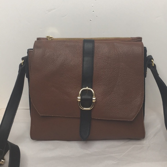 Emma Fox Handbags - Emma Fox Brown and Black color block leather bag